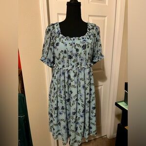 Beyond Words light blue floral babydoll style dress size ladies large